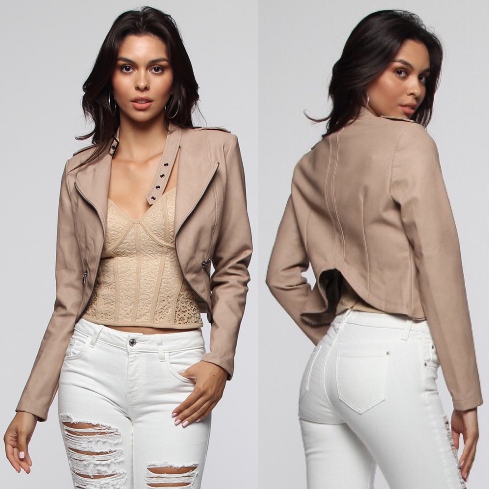 Ina Long Sleeve Motor  Crop Jacket Blush
